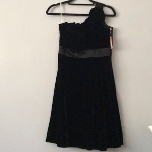 Black velvet dress with flower